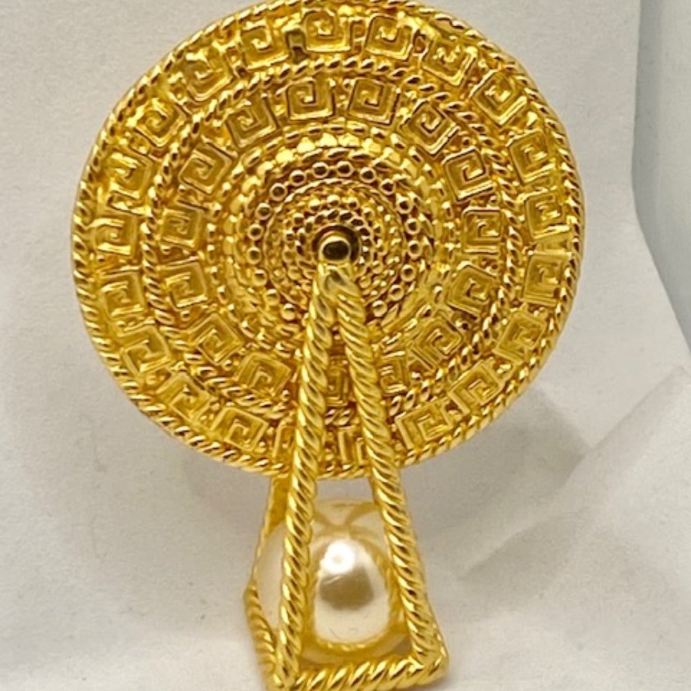 Vintage Large Mayan Aztec Calendar Brooch